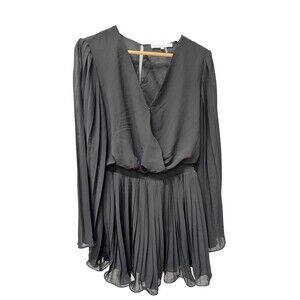 Endless Rose Long Sleeve Pleated Chiffon Romper Black Size S Sheer Arm Romantic